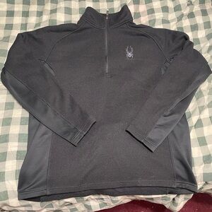 Spyder Black Ribbed Quarter-Zip Jacket with Contrast Logo